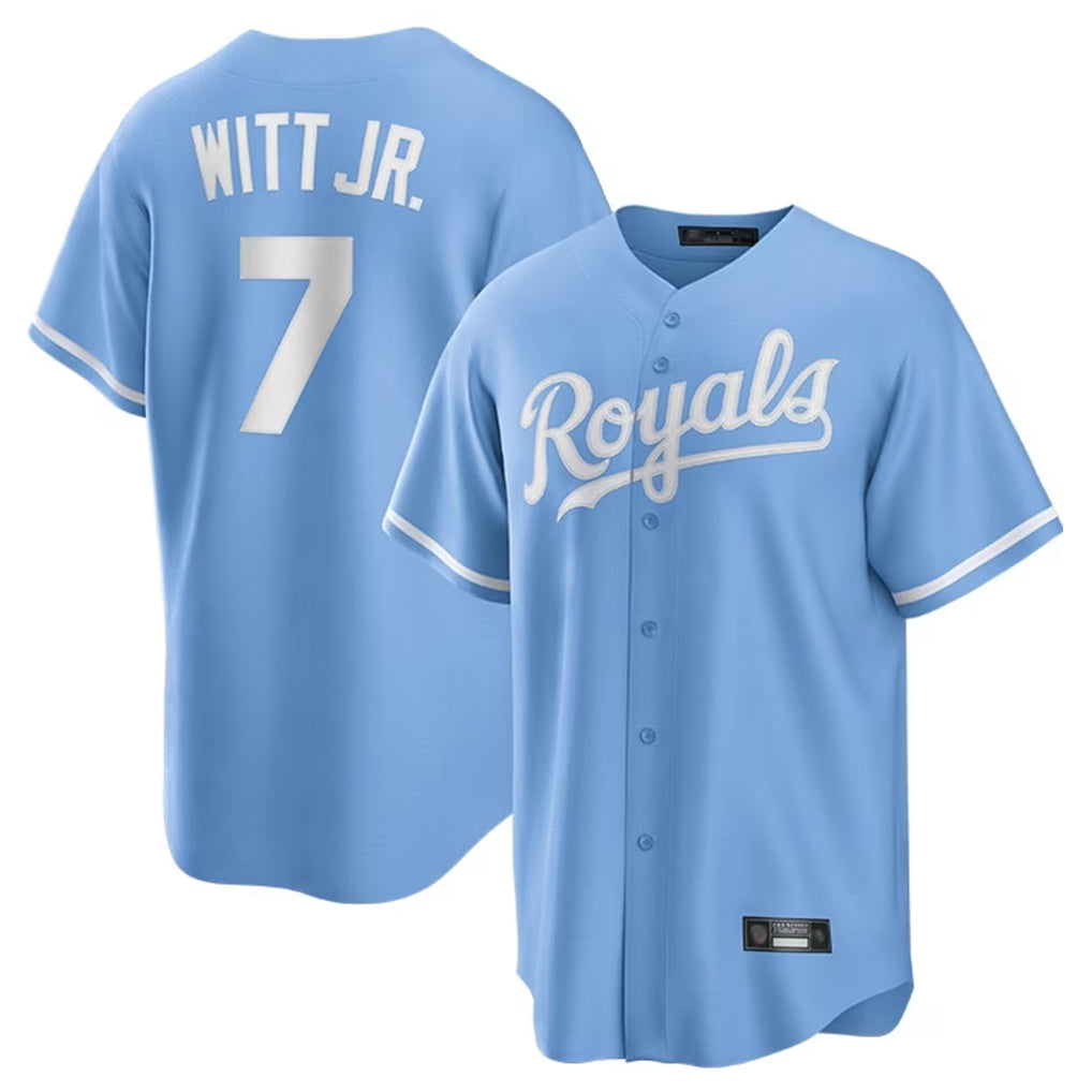 Kdoa KC.Royals #7 Bobby Witt Jr. Player Light Blue Home Game Stitched Jerseys