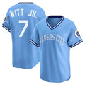 Kdoa KC.Royals #7 Bobby Witt Jr. Player Light Blue Limited Throwback Cooperstown Collection T-shirt Stitched Jerseys