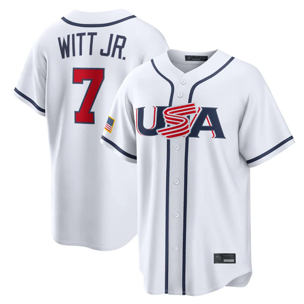 Kdoa KC.Royals #7 Bobby Witt Jr. Player White USA 2026 World Classic Game Stitched Jerseys