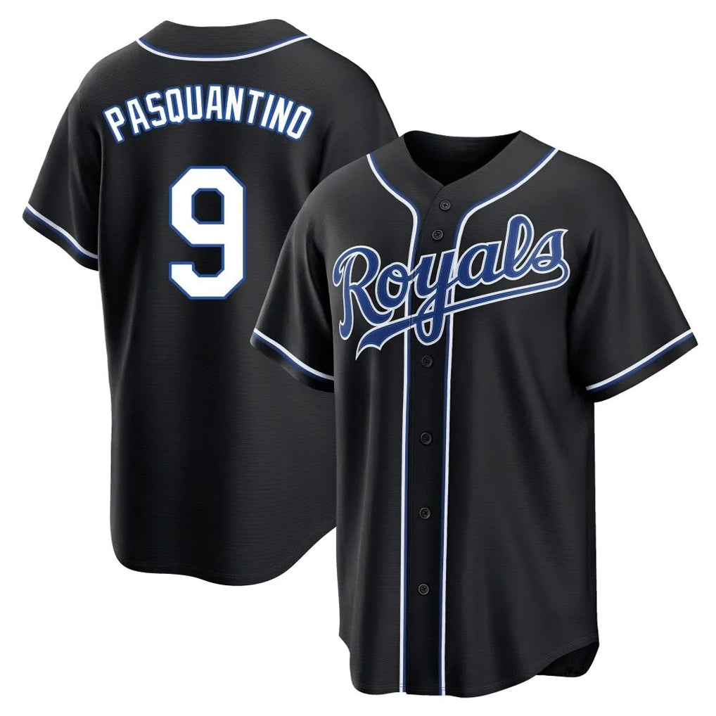 Kdoa KC.Royals #9 Vinnie Pasquantino Player Black Carbon Fashion Home Game Stitched Jerseys
