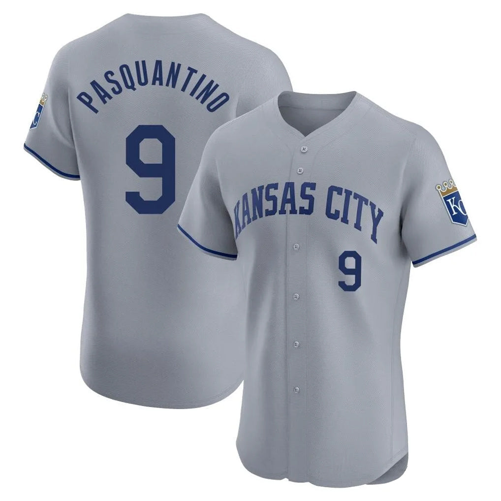 Kdoa KC.Royals #9 Vinnie Pasquantino Player Gray Limited Elite Home Stitched Jerseys