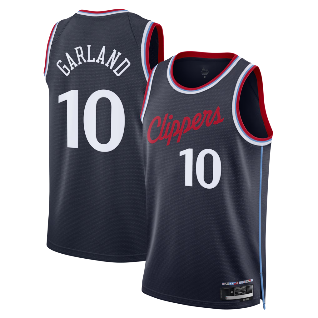 Kdoa LA.Clippers #10 Darius Garland Navy Swingman Stitched Jerseys- Icon Edition