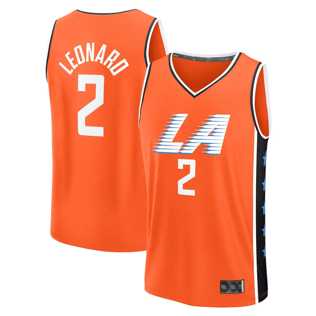 Kdoa LA.Clippers #2 Kawhi Leonard Orange 2025-2026 City Edition Fast Break Stitched Jerseys
