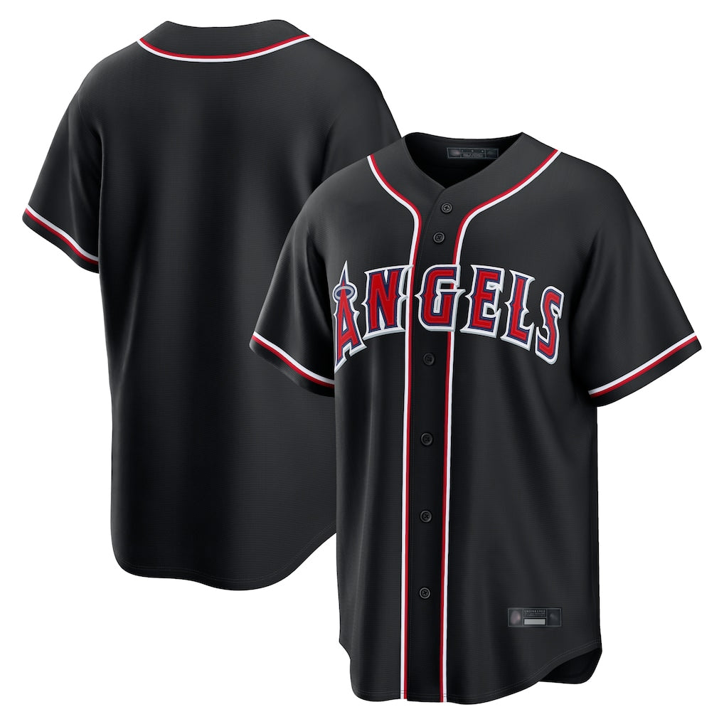 Kdoa LA.Angels Black Fashion Out Home Game Blank Player Stitched Jerseys