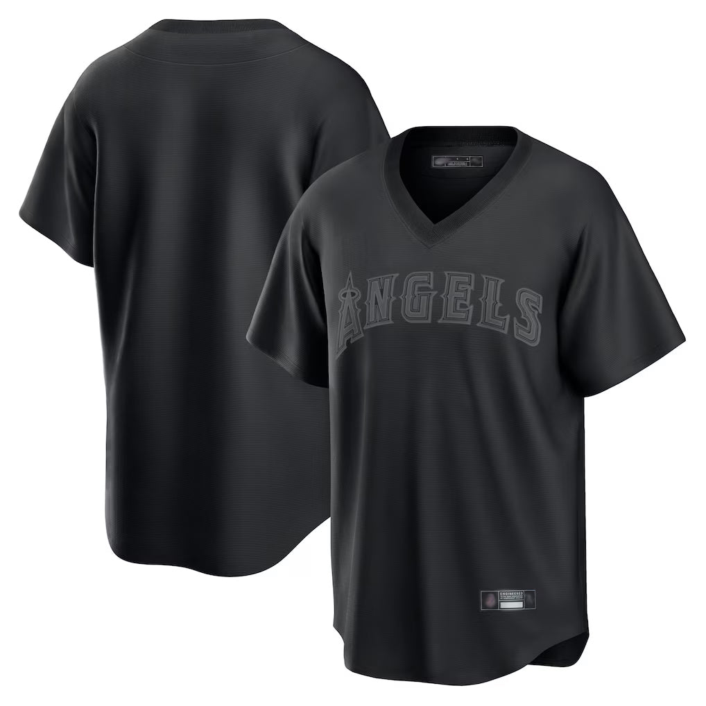 Kdoa LA.Angels Black Pitch Fashion Blank Player T-shirt Stitched Jerseys