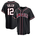 Kdoa LA.Angels #12 Jorge Soler Player Black Fashion Out Home Game Stitched Jerseys