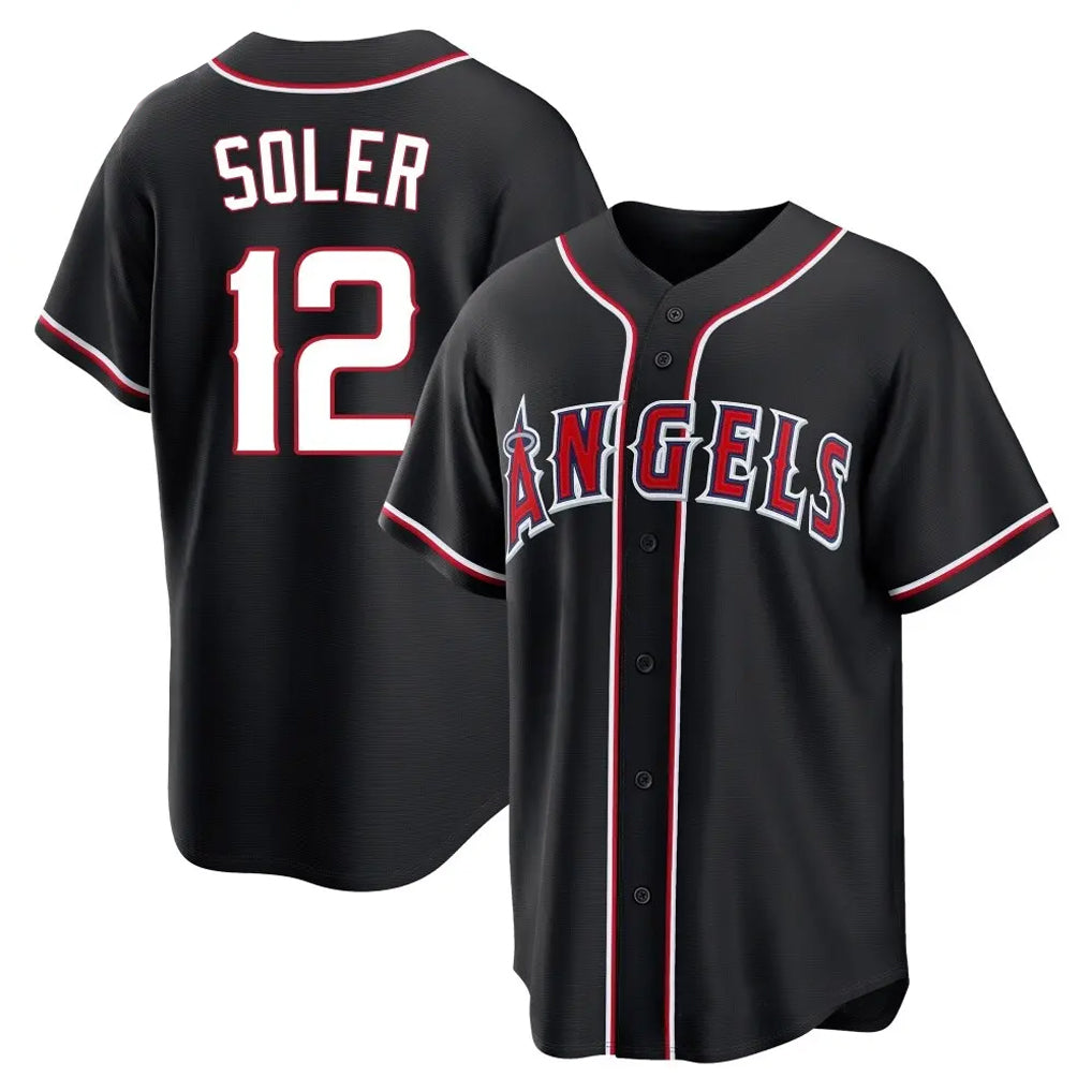 Kdoa LA.Angels #12 Jorge Soler Player Black Fashion Out Home Game Stitched Jerseys