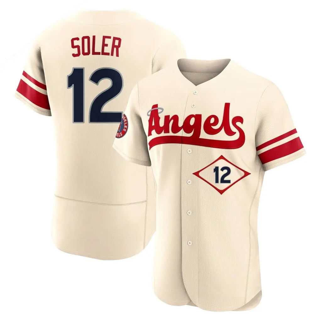 Kdoa LA.Angels #12 Jorge Soler Player Cream City Connect Limited ELite Home Stitched Jerseys