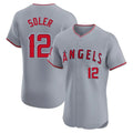 Kdoa LA.Angels #12 Jorge Soler Player Gray Home Limited Elite Stitched Jerseys