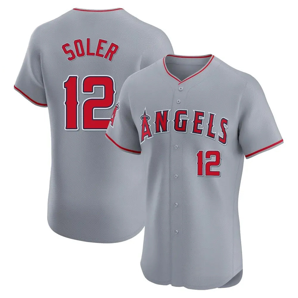Kdoa LA.Angels #12 Jorge Soler Player Gray Home Limited Elite Stitched Jerseys
