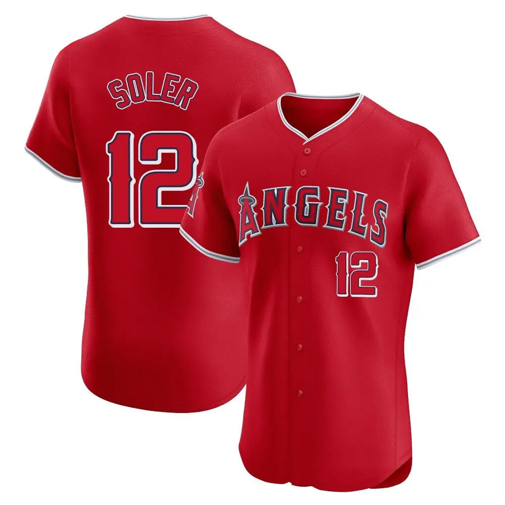 Kdoa LA.Angels #12 Jorge Soler Player Red Home Limited Elite Stitched Jerseys