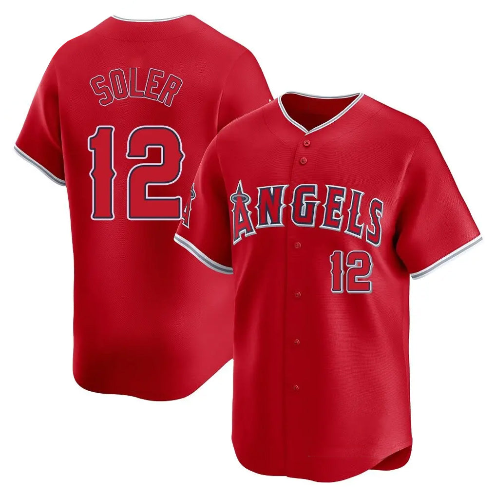 Kdoa LA.Angels #12 Jorge Soler Player Red Home Limited Stitched Jerseys