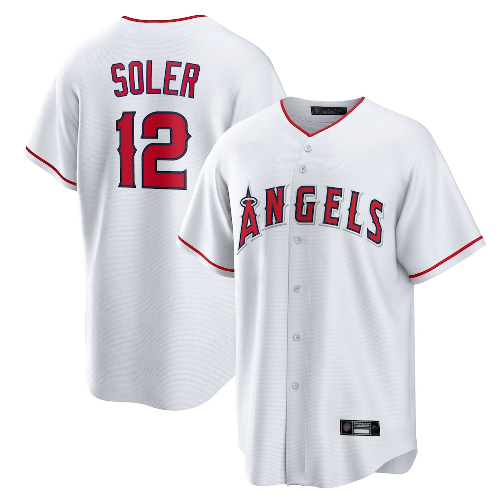 Kdoa LA.Angels #12 Jorge Soler Player White Home Game Stitched Jerseys