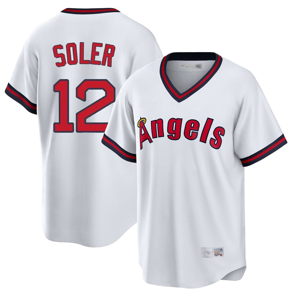 Kdoa LA.Angels #12 Jorge Soler Player White T-shirt Home Game Stitched Jerseys