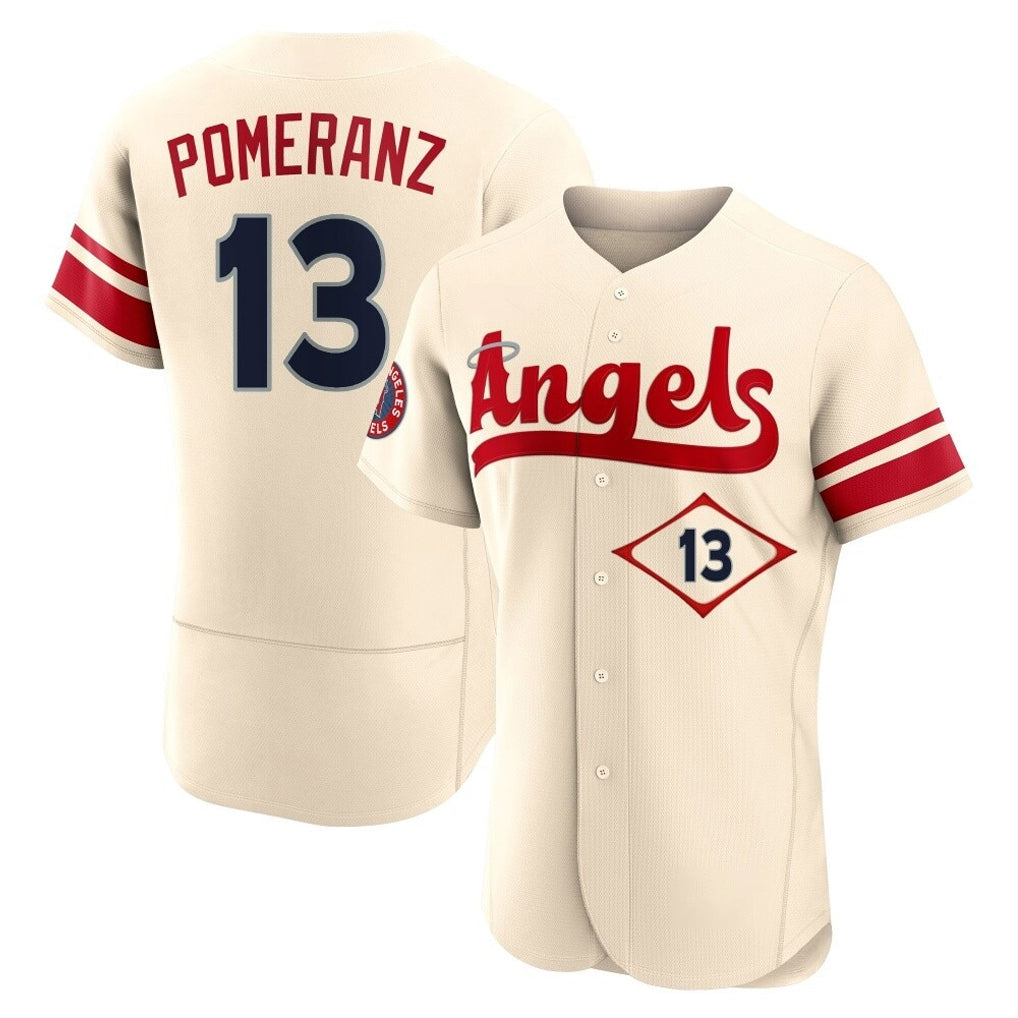 Kdoa LA.Angels #13 Drew Pomeranz Player Cream City Connect Limited ELite Home Stitched Jerseys
