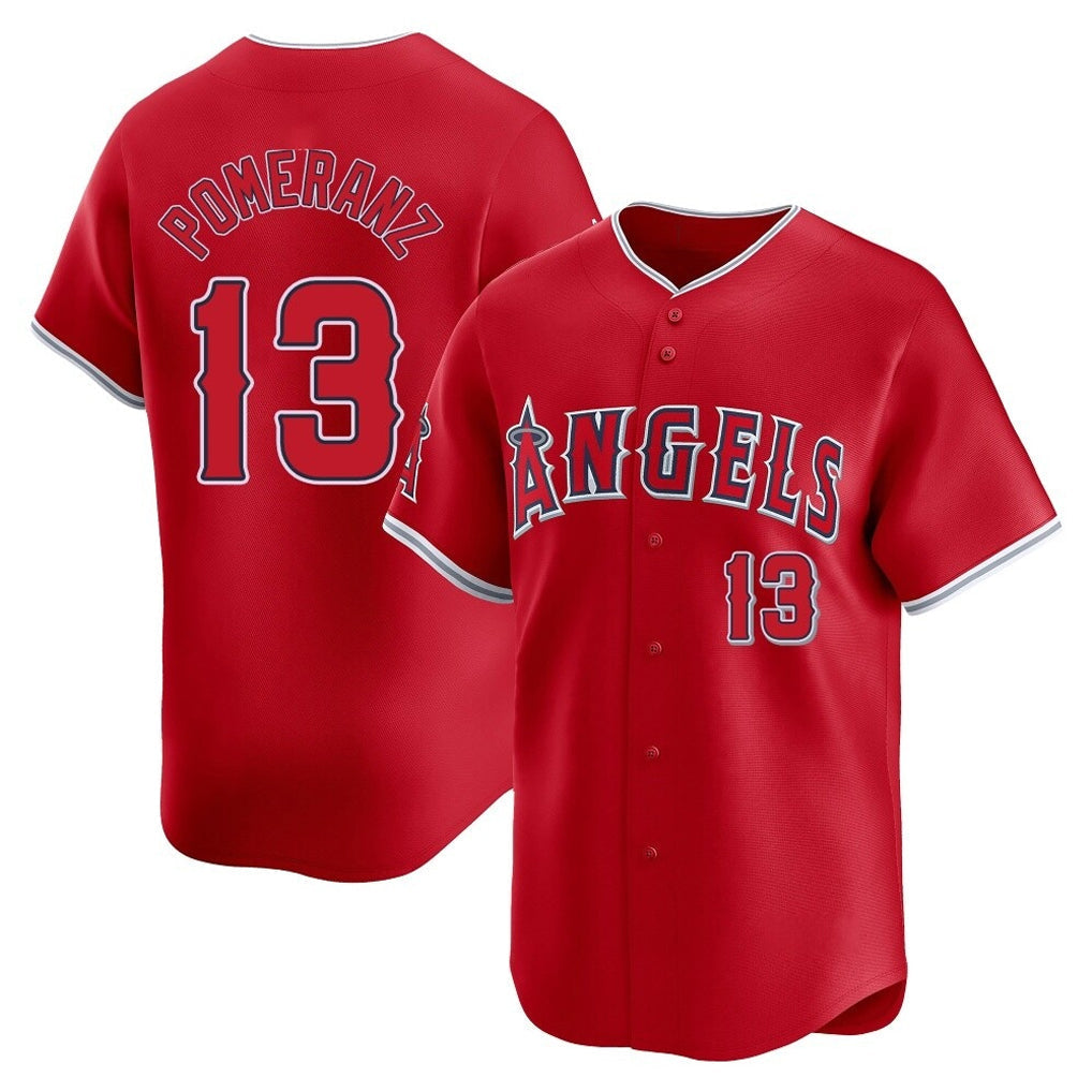 Kdoa LA.Angels #13 Drew Pomeranz Player Red Home Limited Stitched Jerseys