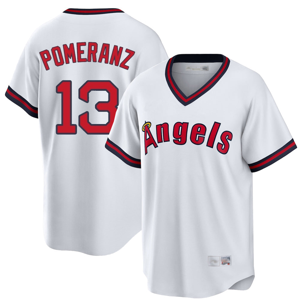 Kdoa LA.Angels #13 Drew Pomeranz Player White T-shirt Home Game Stitched Jerseys