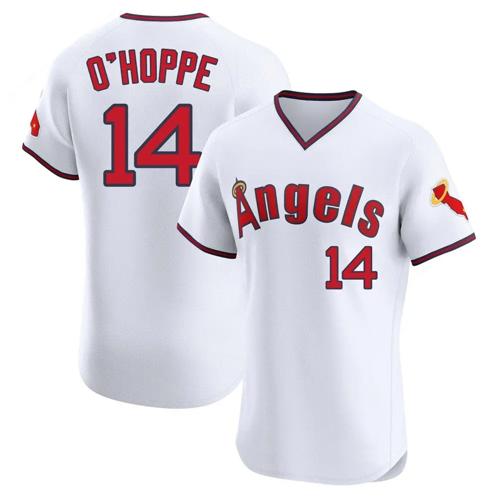 Kdoa LA.Angels #14 Logan O'Hoppe Player White T-shirt Home Limited Elite Stitched Jerseys