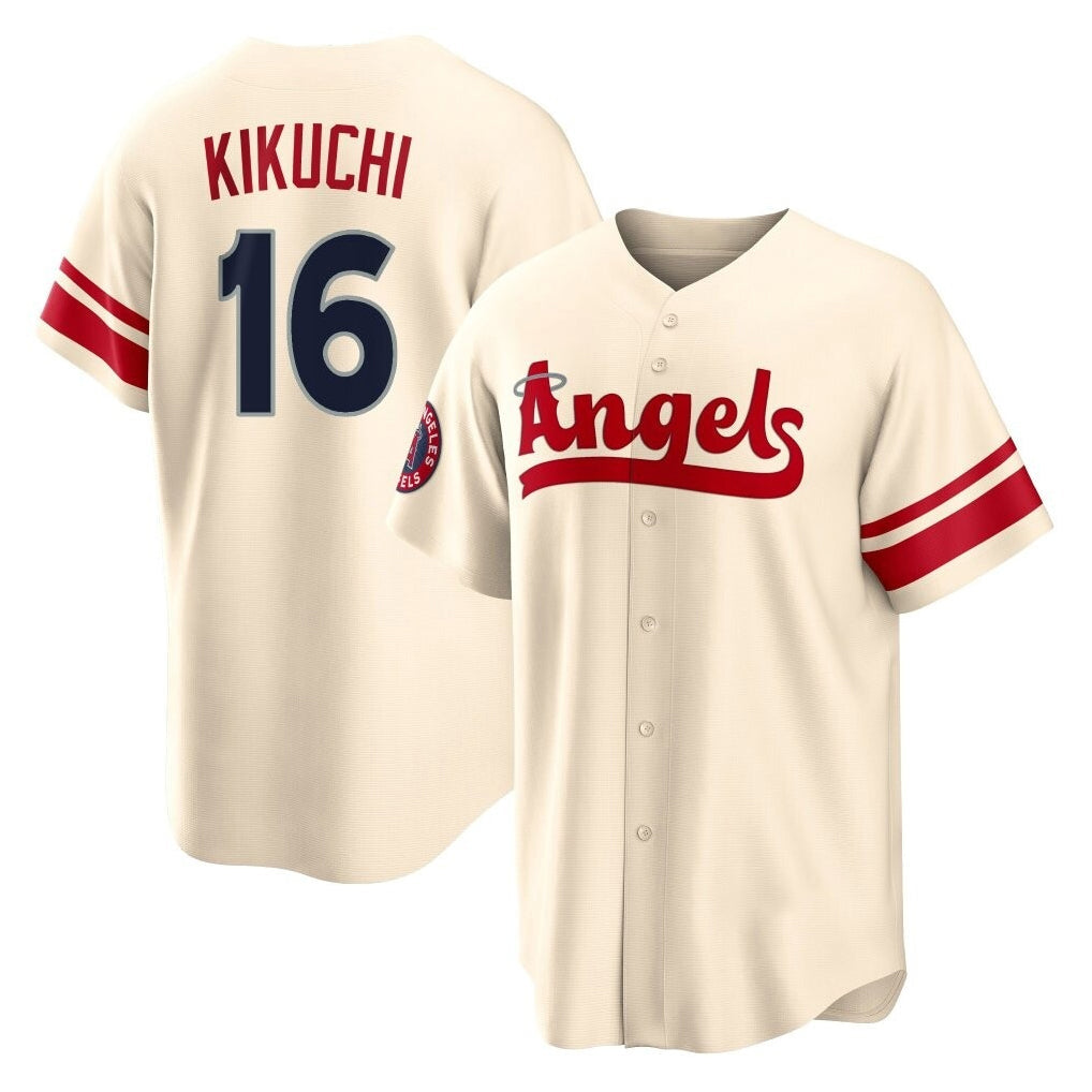 Kdoa LA.Angels #16 Yusei Kikuchi Player Cream City Connect Home Stitched Jerseys
