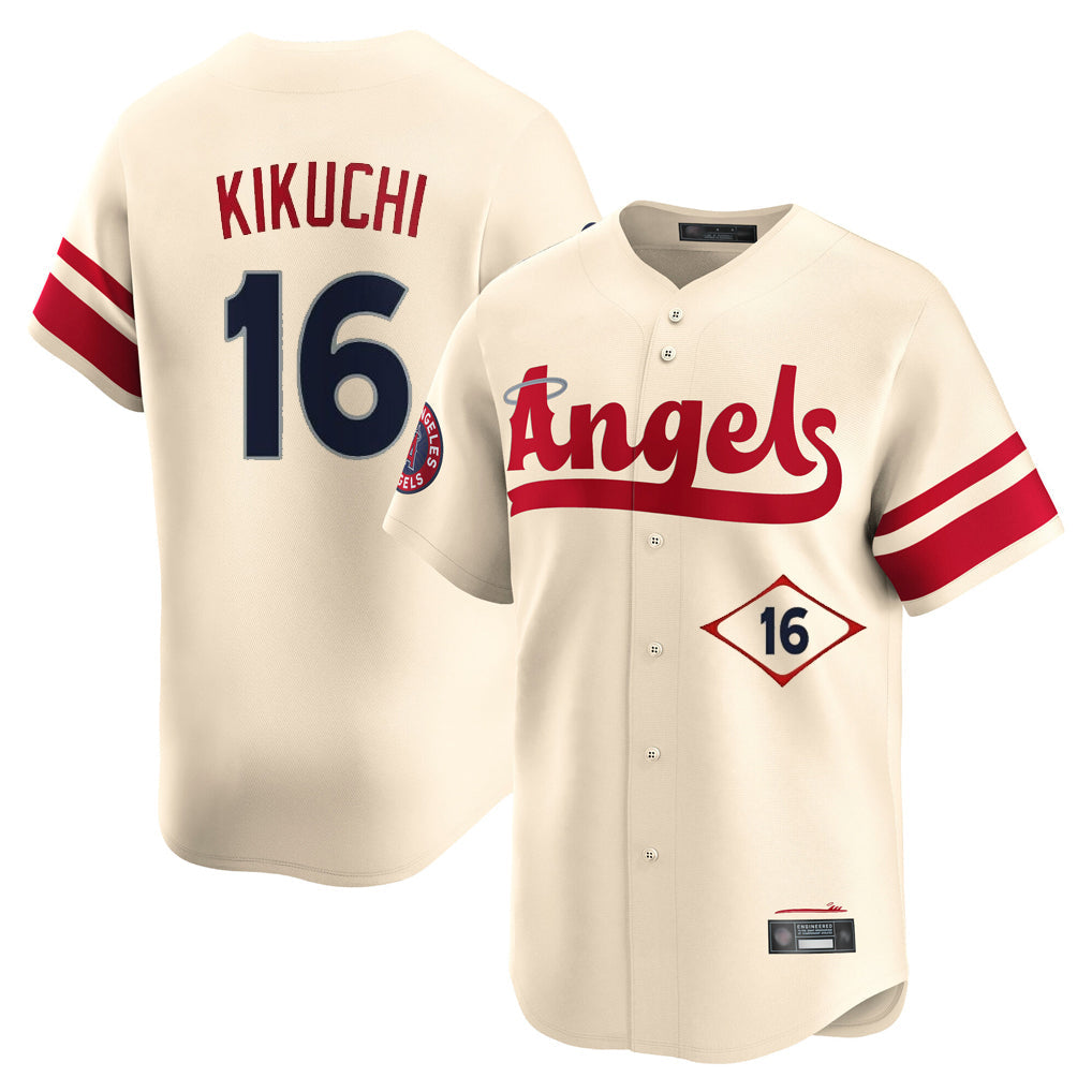 Kdoa LA.Angels #16 Yusei Kikuchi Player Cream City Connect Limited Home Stitched Jerseys