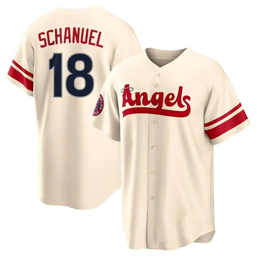 Kdoa LA.Angels #18 Nolan Schanuel Player Cream City Connect Home Stitched Jerseys