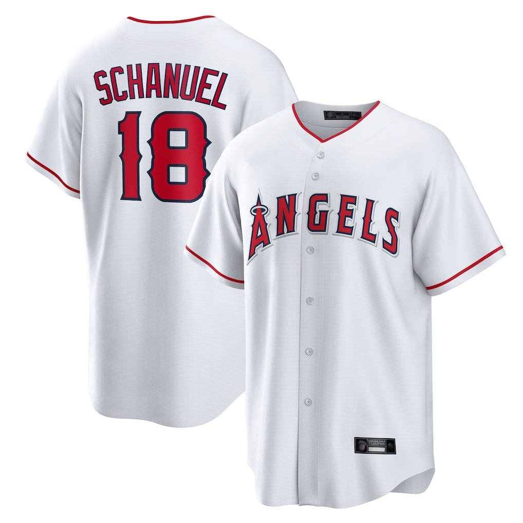 Kdoa LA.Angels #18 Nolan Schanuel Player White Home Game Stitched Jerseys