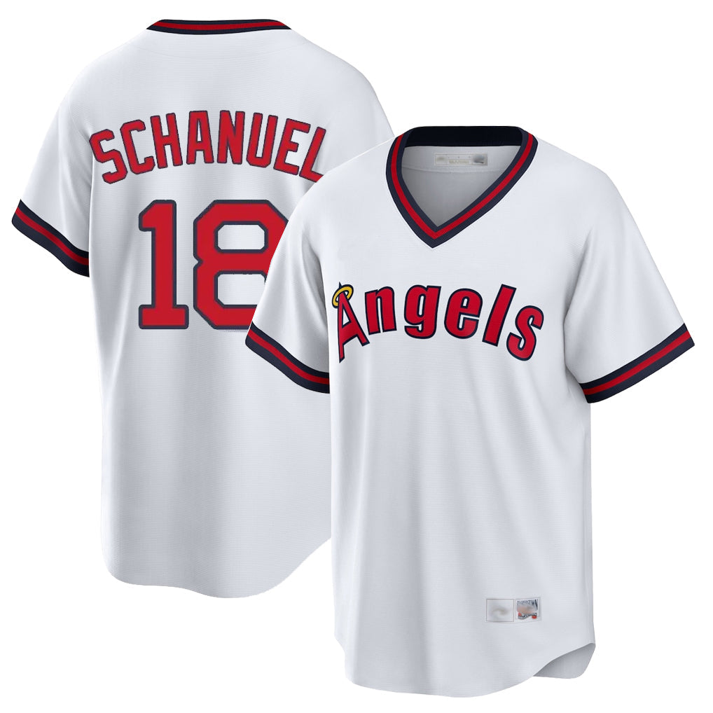 Kdoa LA.Angels #18 Nolan Schanuel Player White T-shirt Home Game Stitched Jerseys