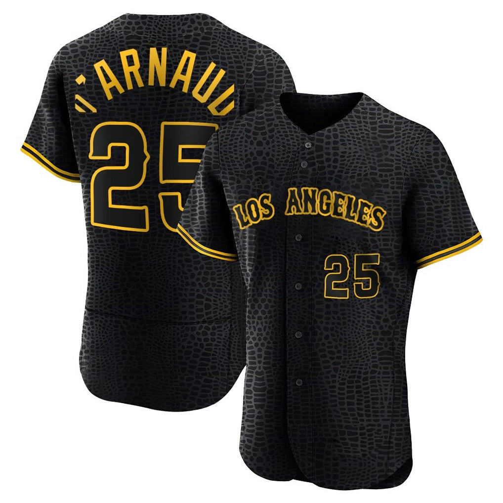 Kdoa LA.Angels #25 Travis d'Arnaud Player Black Snake Skin City Limited Elite Home Stitched Jerseys