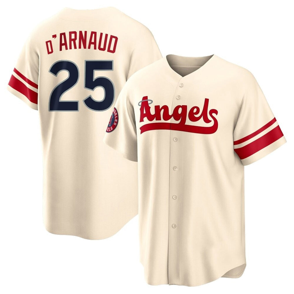 Kdoa LA.Angels #25 Travis d'Arnaud Player Cream City Connect Home Stitched Jerseys