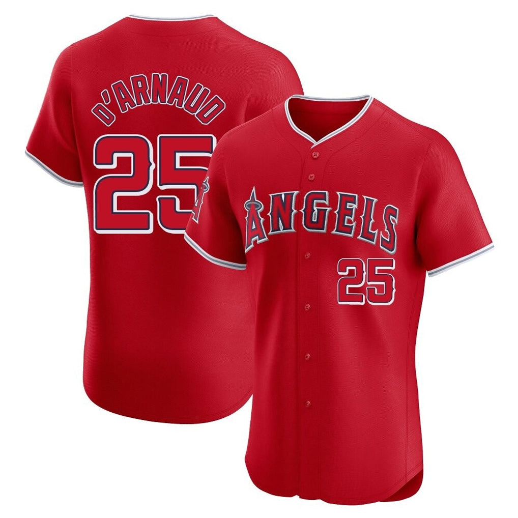 Kdoa LA.Angels #25 Travis d'Arnaud Player Red Home Limited Elite Stitched Jerseys