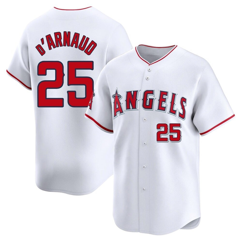 Kdoa LA.Angels #25 Travis d'Arnaud Player White Limited Home Stitched Jerseys