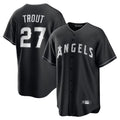 Kdoa LA.Angels #27 Mike Trout Player Black Lights Out Fashion T-shirt Stitched Jerseys