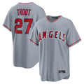 Kdoa LA.Angels #27 Mike Trout Player Gray Home Game Stitched Jerseys