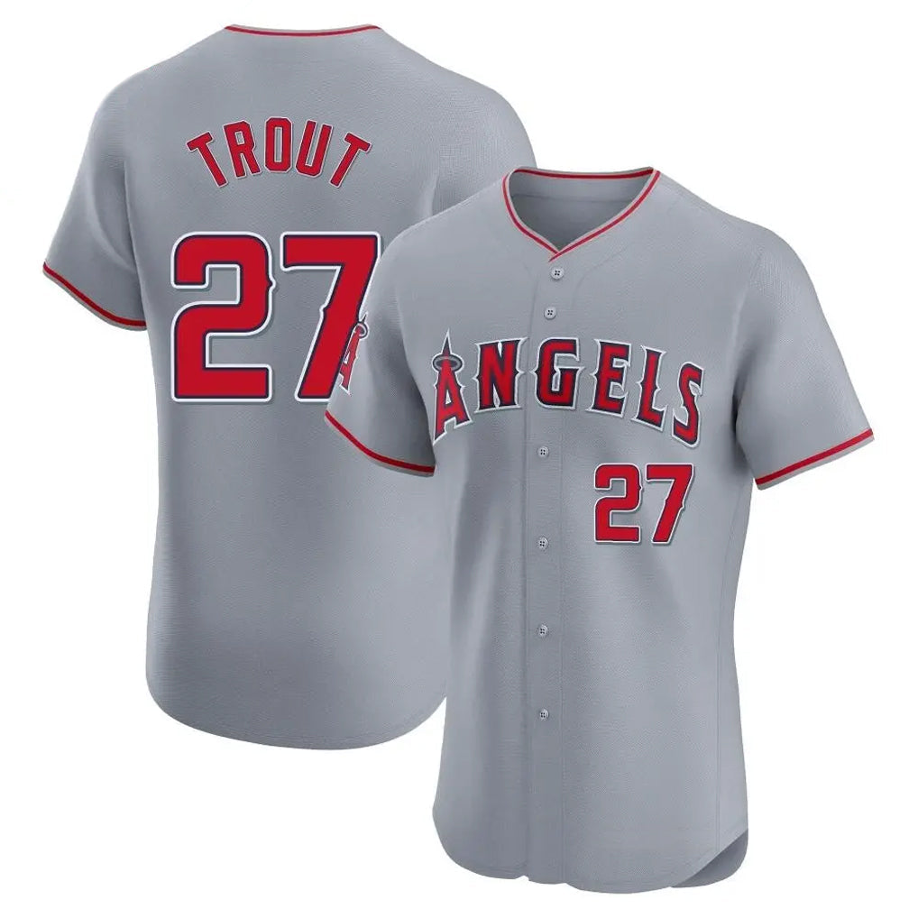 Kdoa LA.Angels #27 Mike Trout Player Gray Home Limited Elite Stitched Jerseys