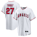 Kdoa LA.Angels #27 Mike Trout Player White Home Game Stitched Jerseys
