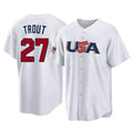 Kdoa LA.Angels #27 Mike Trout Player White USA World Classic Game Home Stitched Jerseys