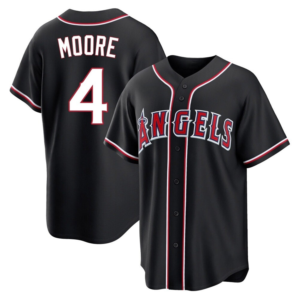 Kdoa LA.Angels #4 Christian Moore Player Black Fashion Out Home Game Stitched Jerseys
