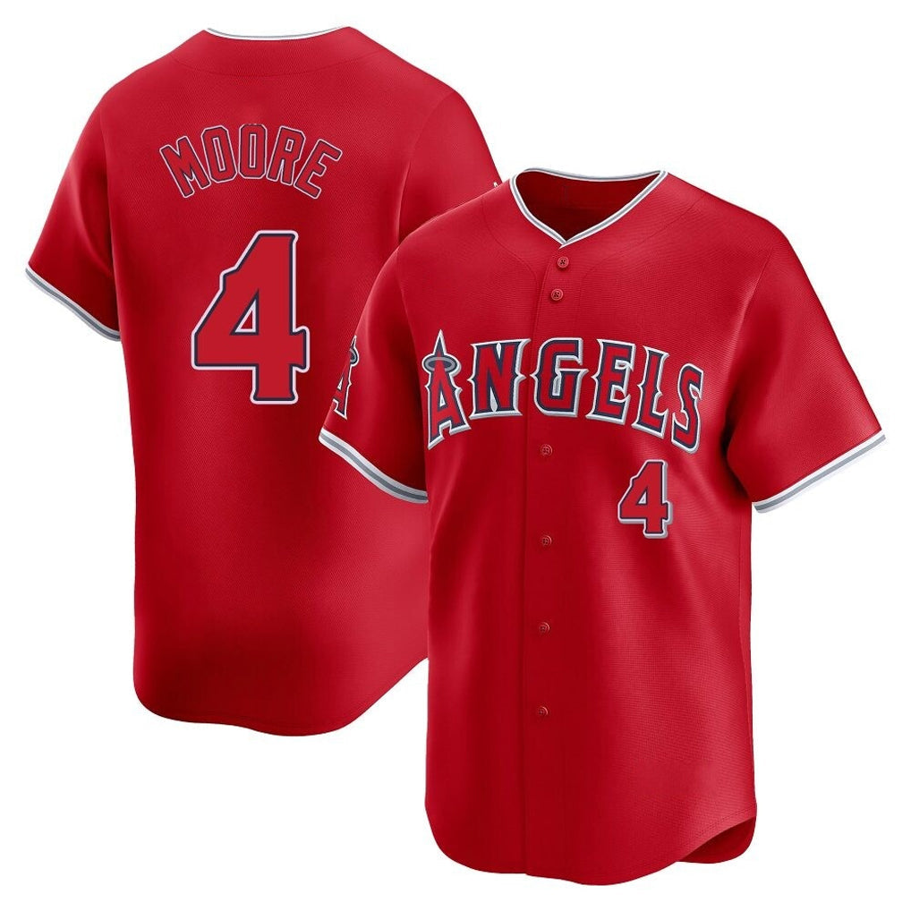 Kdoa LA.Angels #4 Christian Moore Player Red Home Limited Stitched Jerseys