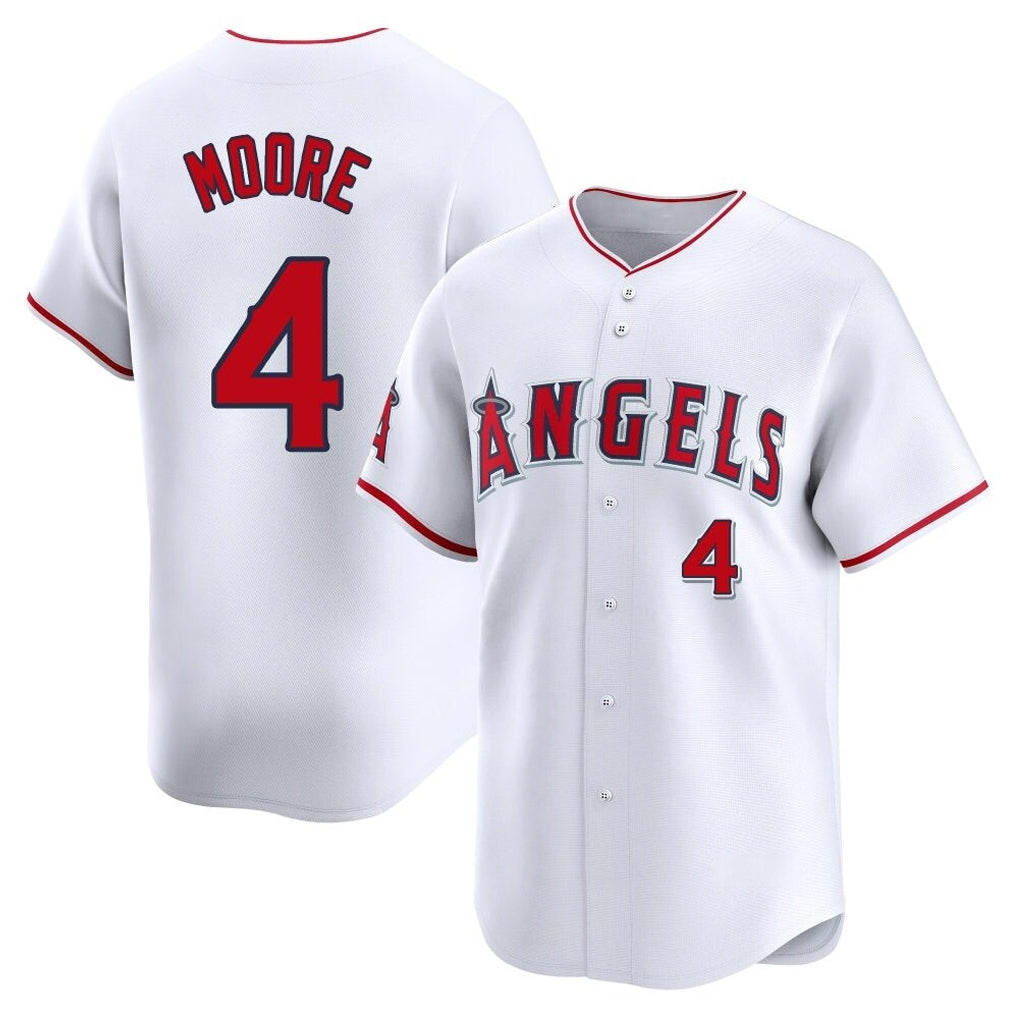 Kdoa LA.Angels #4 Christian Moore Player White Limited Home Stitched Jerseys