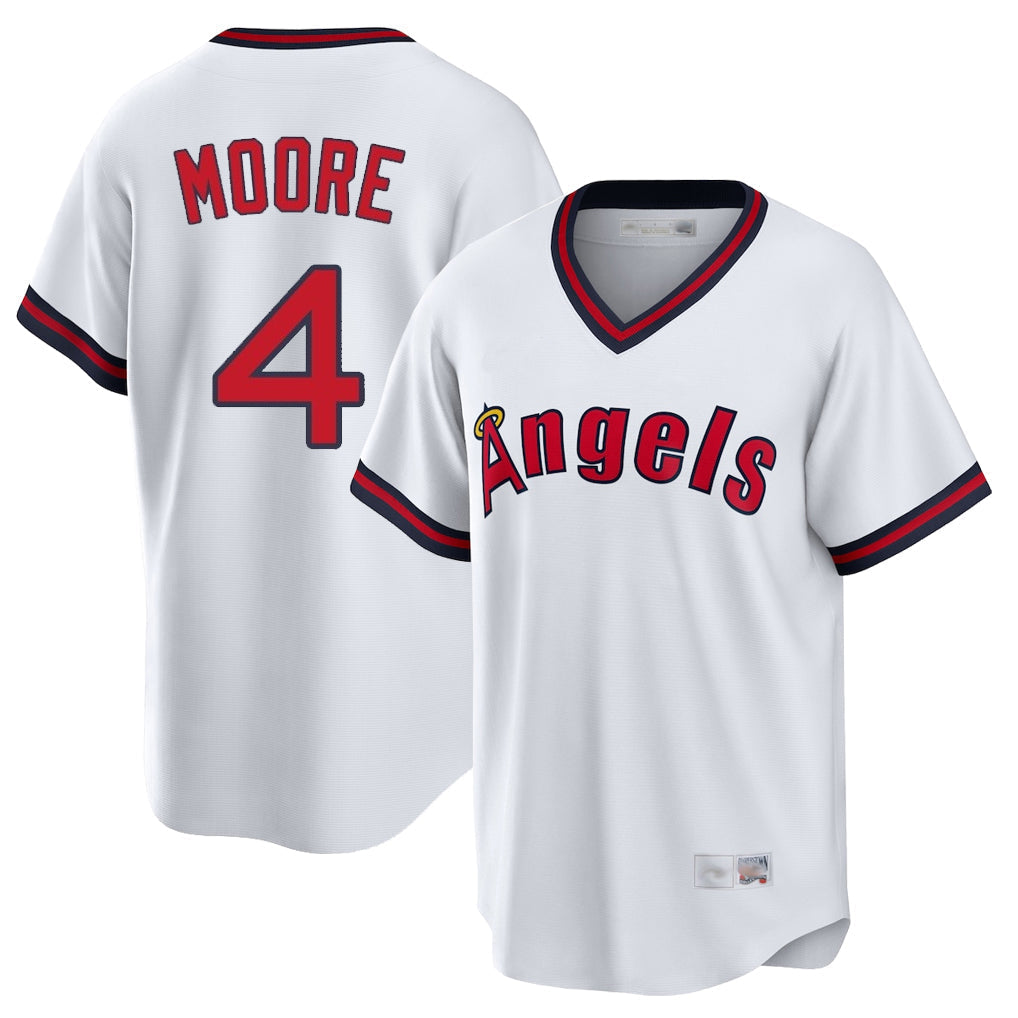 Kdoa LA.Angels #4 Christian Moore Player White T-shirt Home Game Stitched Jerseys