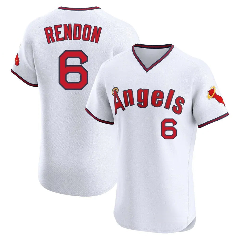 Kdoa LA.Angels #6 Anthony Rendon Player White T-shirt Home Limited Elite Stitched Jerseys