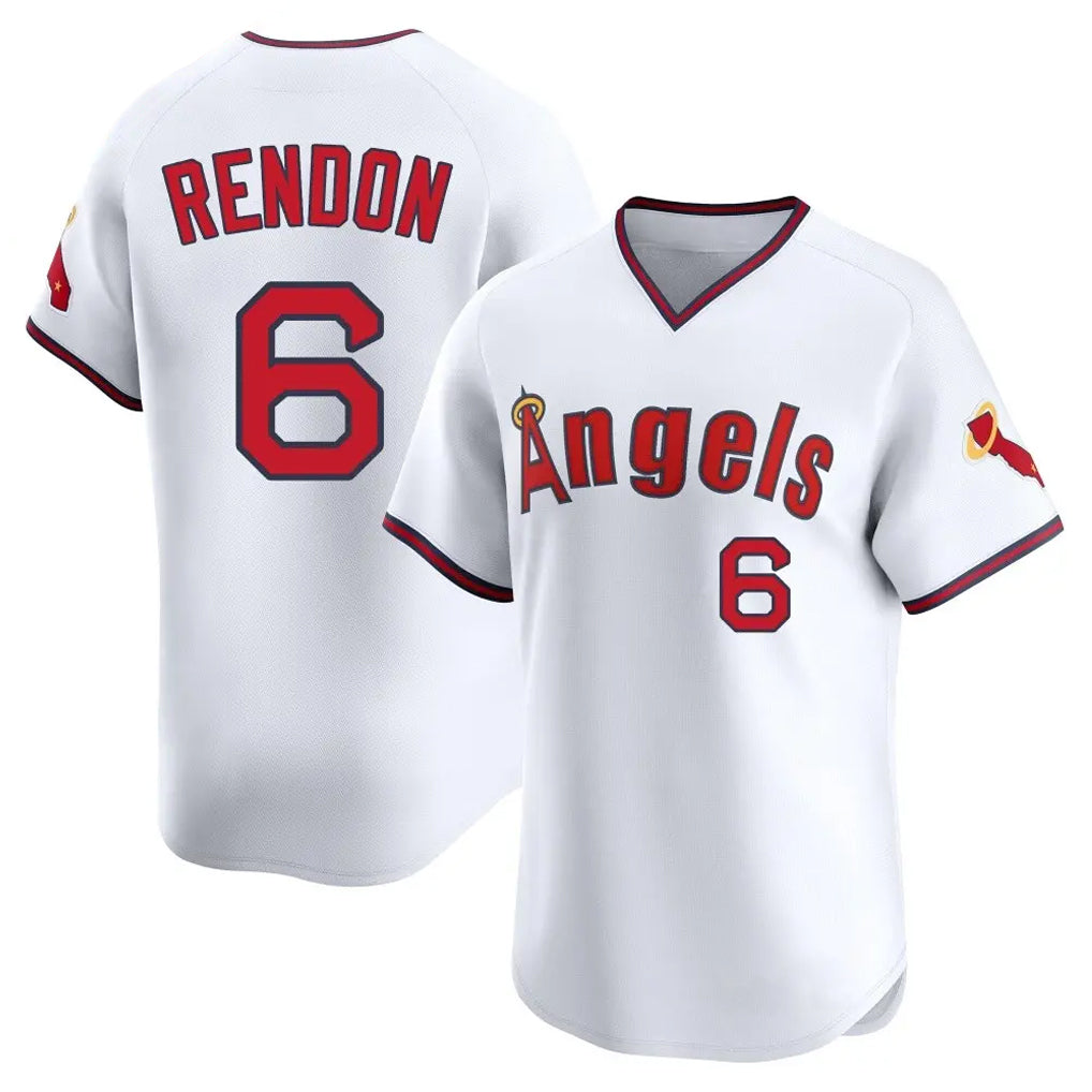 Kdoa LA.Angels #6 Anthony Rendon Player White T-shirt Home Limited Stitched Jerseys