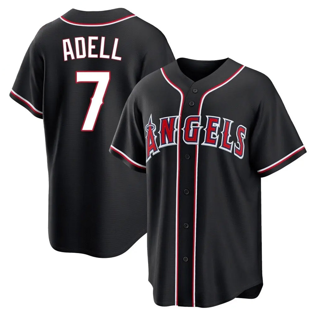 Kdoa LA.Angels #7 Jo Adell Player Black Fashion Out Home Game Stitched Jerseys