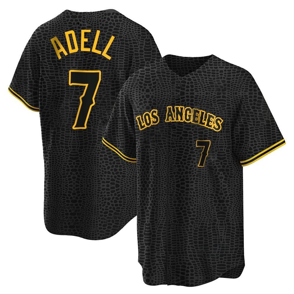 Kdoa LA.Angels #7 Jo Adell Player Black Snake Skin City Game Home Stitched Jerseys