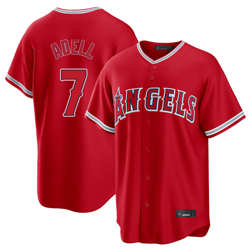 Kdoa LA.Angels #7 Jo Adell Player Red Home Game Stitched Jerseys