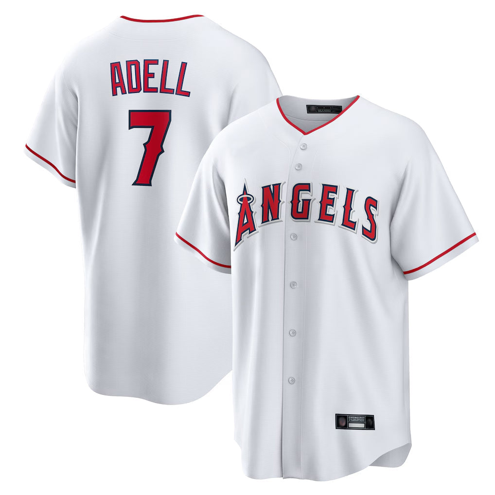 Kdoa LA.Angels #7 Jo Adell Player White Home Game Stitched Jerseys