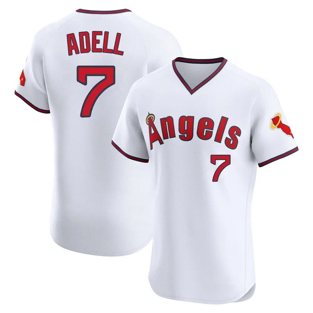 Kdoa LA.Angels #7 Jo Adell Player White T-shirt Home Limited Elite Stitched Jerseys