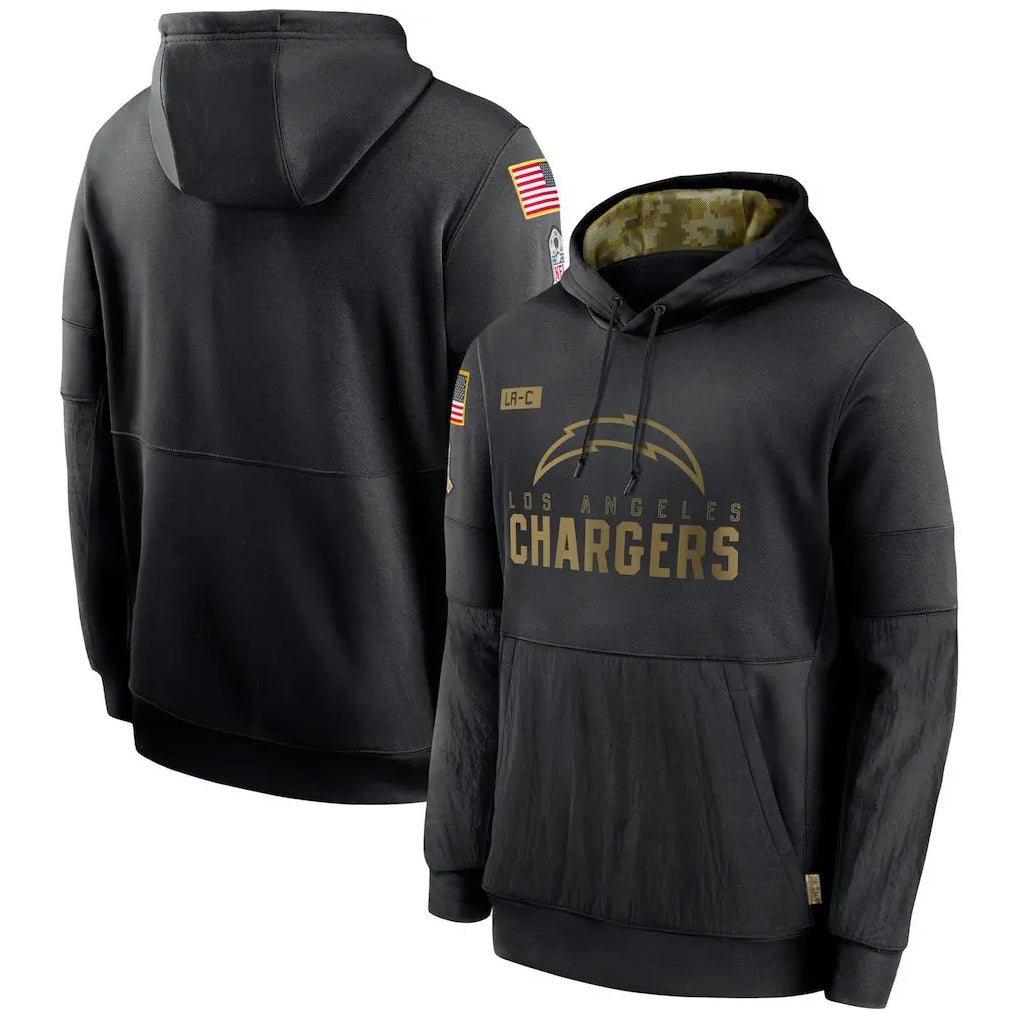 Kdoa LA.Chargers Black Salute to Service Hoodies Limited Game Blank Player Stitched Jerseys