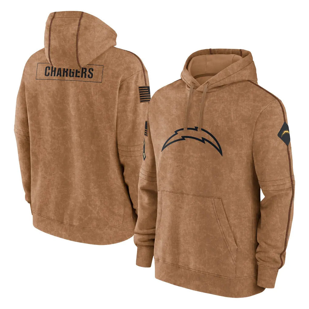Kdoa LA.Chargers Brown Salute to Service Hoodies Limited Game Blank Player Stitched Jerseys