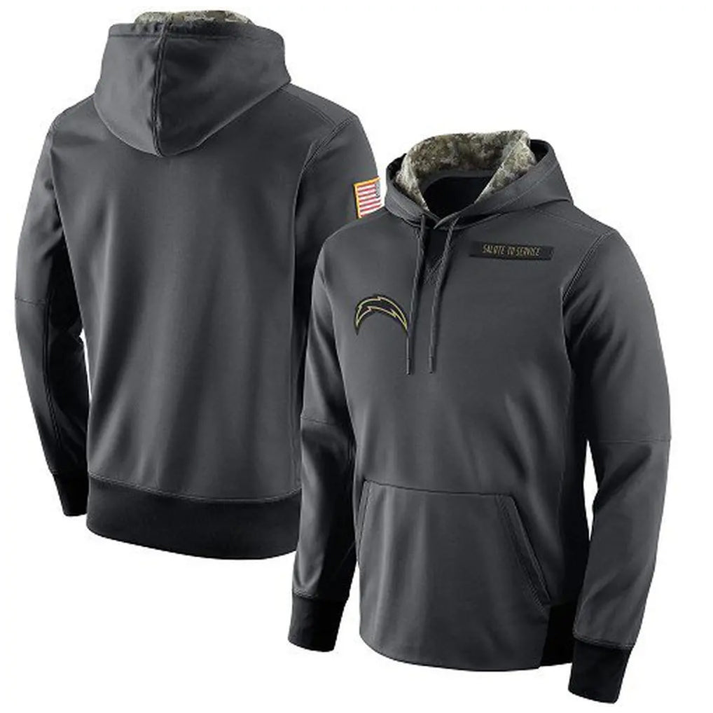 Kdoa LA.Chargers Gray Pullover Hoodie Home Game Blank Player Stitched Jerseys